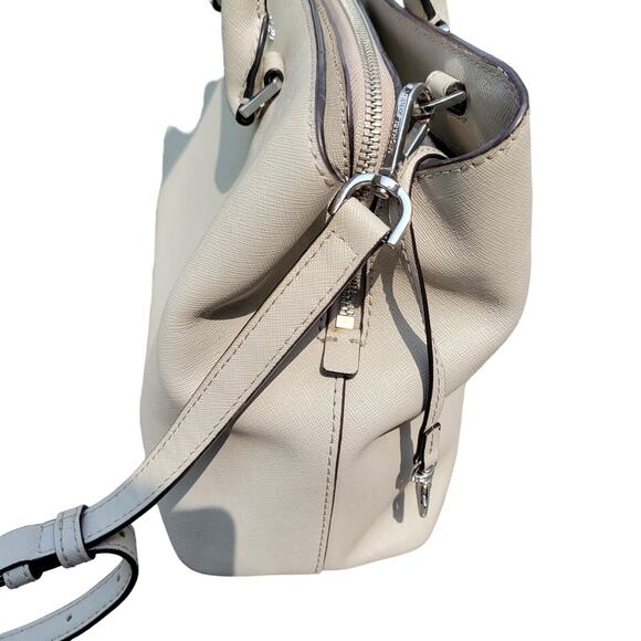 MICHAEL KORS SELMA MEDIUM TOP ZIP SAFFIANO LEATHER SATCHEL GRAY $298 - Picture 5 of 11